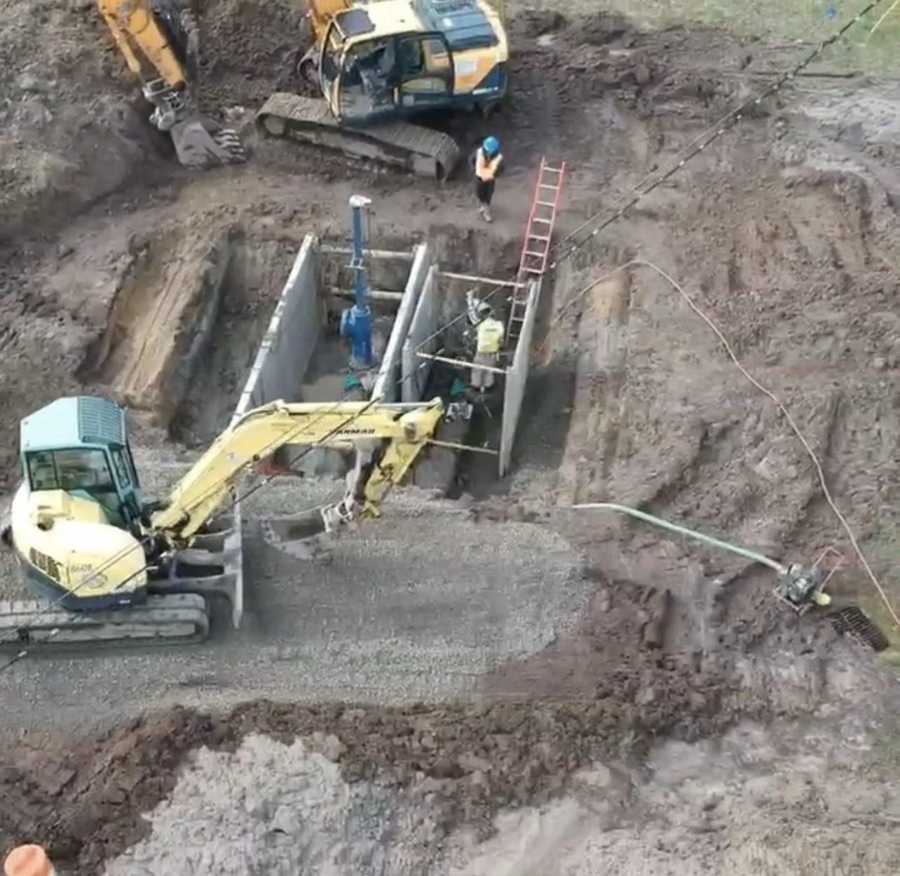 Aerial view of a large underground infrastructure jobsite